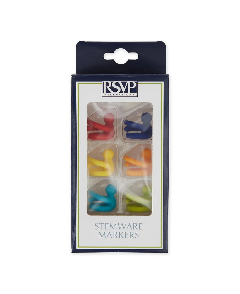 Rsvp International Basic Silicone Stemware Drink Markers Set 6 Piece