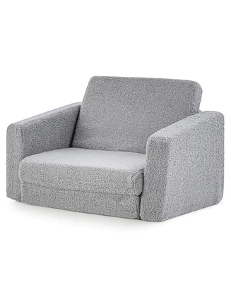 2-in-1 Toddler Fold out Couch Children s Convertible Sofa to Lounger