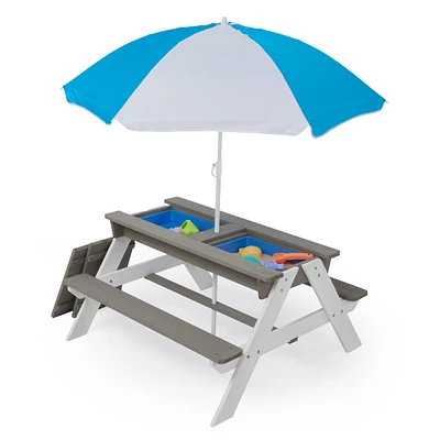 Convertible Kids Outdoor Picnic Table with Umbrella