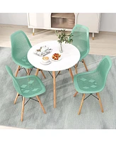 5 Pcs Dining Table Set for 4 Persons Modern Round & Chairs with Wood Leg