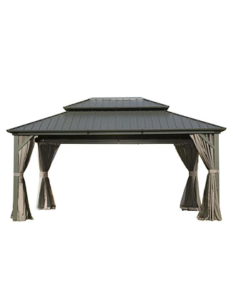 10' X 14' Hardtop Gazebo, Aluminum Metal Gazebo