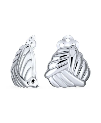 Bling Jewelry Geometric Twist Love Knot Clip On Earrings Polish Shine Non Pierced Ears Sterling Silver Alloy Clip