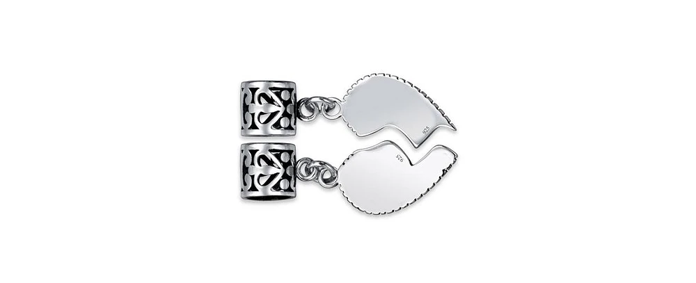 Bling Jewelry Bff Sis Little Sis Heart Charm Bead Sterling Silver for European Bracelet
