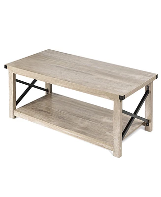 43.5'' Rustic Coffee Table Farmhouse Cocktail Table