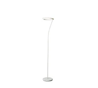 73" Tall Metal Torchiere Floor Led Lamp With Halo Design, Matte White Finish