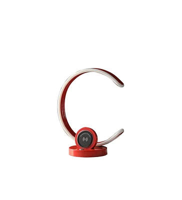 13.25" In Modern C Shape Led with Usb/Wireless Charger Port And Touch Dimmer Bright Red Table Lamp