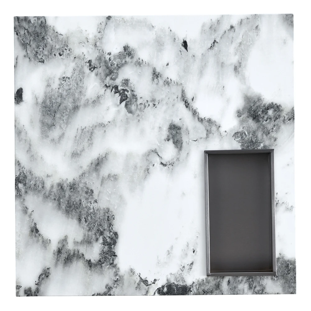 Elegant Black and White Marble Coffee Table 31.4" Square