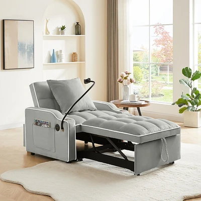 Convertible Sleeper Chair Bed - Grey