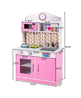 Sugift Kid's Wooden Pretend Cooking Play Kitchen Set
