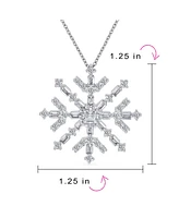 Bling Jewelry Holiday Party Cubic Zirconia Branch Solitaire Cz Accent Christmas Frozen Winter Large Sparkling Snowflake Necklace Pendant Sterling Silv