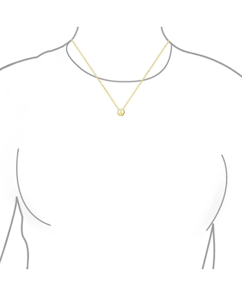 Bling Jewelry Minimalist World Peace Sign Pendant Necklace in Gold Plated Sterling Silver