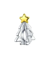 Bling Jewelry Christmas Charm Bead Tree Candy Cane Reindeer 14K Gold Plated Silver Bracelet