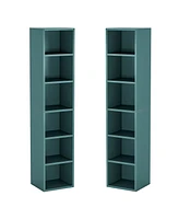 Tribesigns 70.9 Inch Tall Narrow Bookcase Set of 2, Rustic Corner Bookcase with Storage