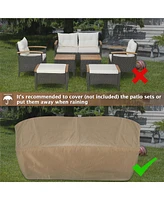 7PCS Patio Rattan Furniture Set Cushion Armrest Loveseat Ottoman Table