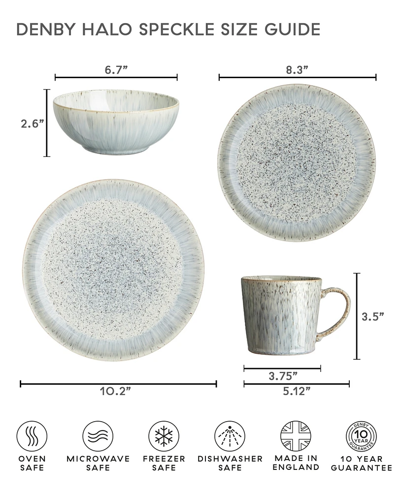 Denby Halo Speckle Medium Plates, Set of 4