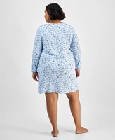 Charter Club Plus Soft Knit Printed Sleepshirt, Created for Macy's