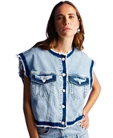 Nocturne Women's Fringed Jean Vest
