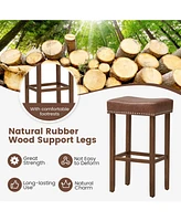 Upholstered Bar Stools Set of 2 with Footrests for Counter