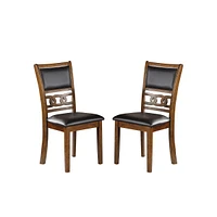 Set Of 2 Upholstered Dining Chair In Walnut Finish