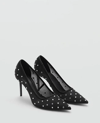 Mango Women's Glitter Mesh Heeled Shoes