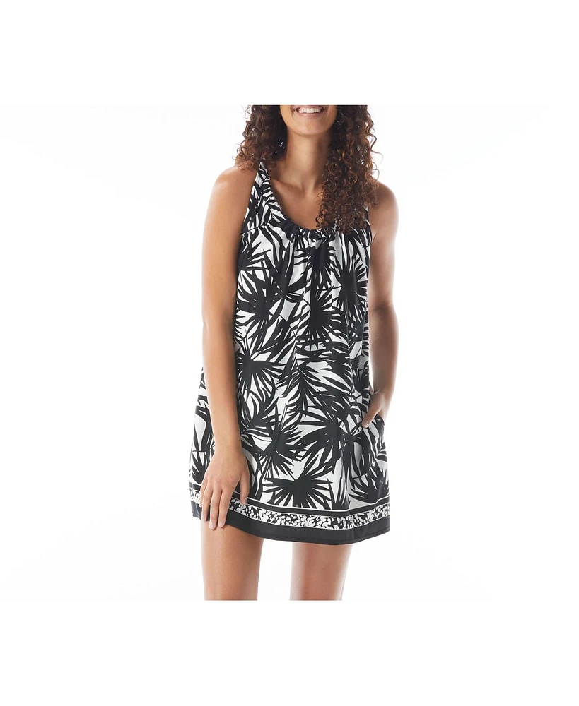 Beach House Style Palm Print Colette Adjustable Tank Dress