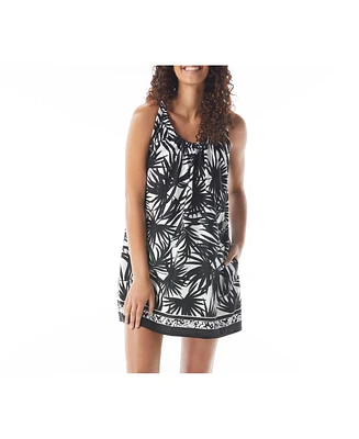 Beach House Style Palm Print Colette Adjustable Tank Dress