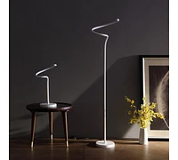 19-Inch Led Matte White Curvilinear S-Curve Spiral Tube Led Table Lamp