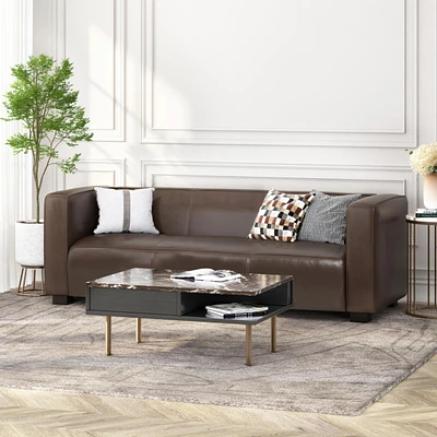 Contemporary Upholstered Tuxedo Sofa with Birch Wood Legs