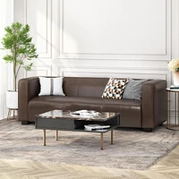 Contemporary Upholstered Tuxedo Sofa with Birch Wood Legs