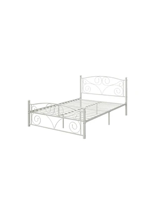 Full Size Unique Flower Sturdy System Metal Bed Frame With Headboard And Footboard
