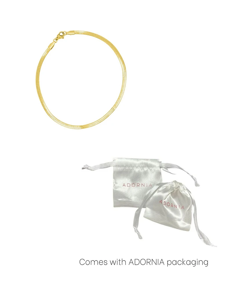 Adornia Gold Tarnish Resistant Adjustable 9-11" Thin Herringbone Chain Anklet