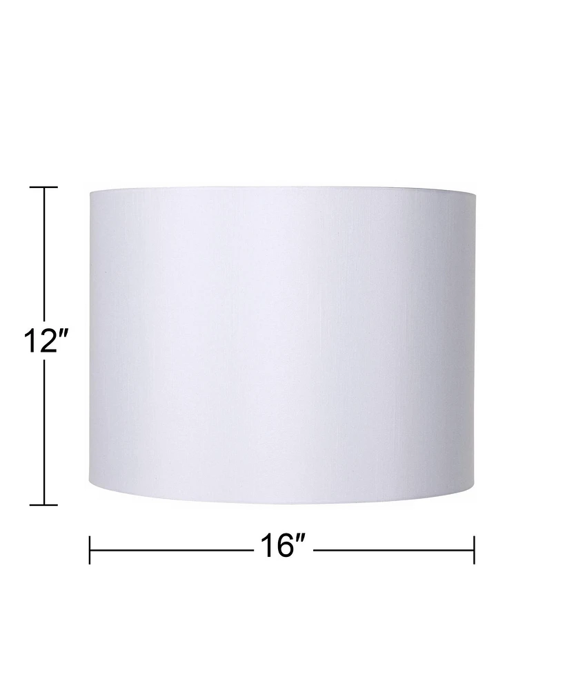 White Hardback Medium Drum Lamp Shade 16" Top x 16" Bottom x 12" High (Spider) Replacement with Harp and Finial - Springcrest