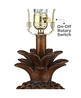 Paget Coastal Tropical Style Accent Table Lamp 23.75" High Pineapple Brown Oatmeal Fabric Tapered Drum Shade Decor for Living Room Bedroom Beach