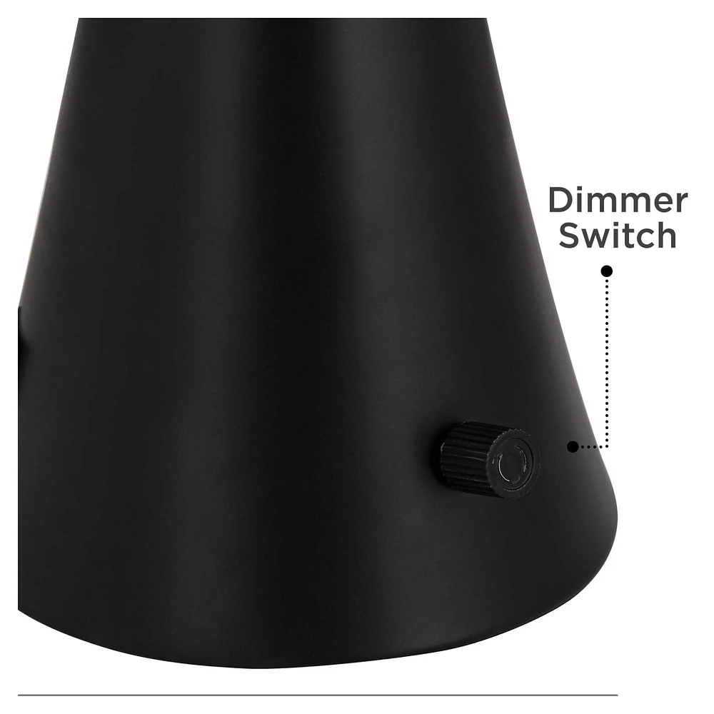Karl Modern Table Lamps 28 1/4" Tall Set of 2 with Usb and Ac Power Outlet in Base Black Metal White Fabric Drum Shade for Bedroom Living Room Ho