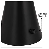 Karl Modern Table Lamps 28 1/4" Tall Set of 2 with Usb and Ac Power Outlet in Base Black Metal White Fabric Drum Shade for Bedroom Living Room Ho