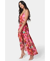 Bebe Women's Printed Ruffle Wrap Dress