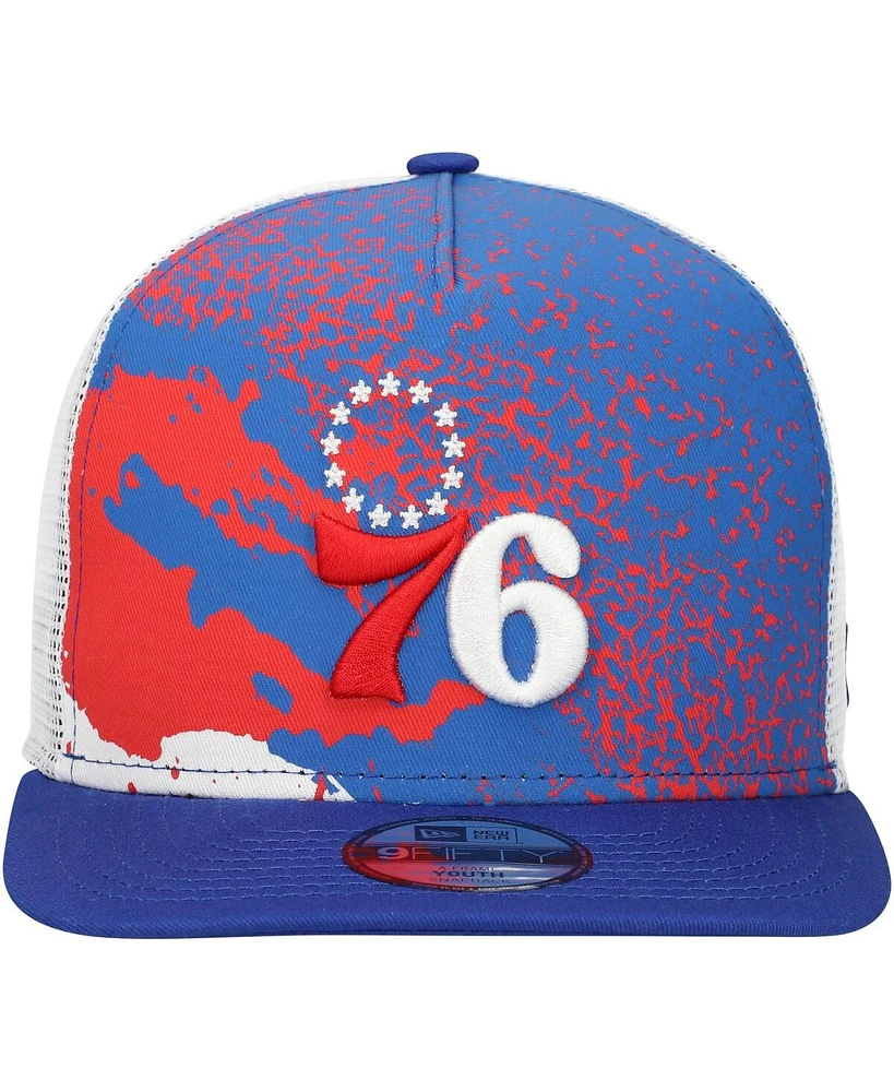 New Era Big Boys and Girls Royal Philadelphia 76ers Court Sport 9FIFTY Snapback Hat