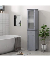 Kleankin Bathroom Storage Cabinet with Acrylic Door, Drawer
