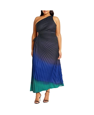 City Chic Plus Aliza Print Pleat Maxi Dress