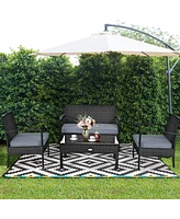 8PCS Patio Rattan Furniture Set Garden Deck