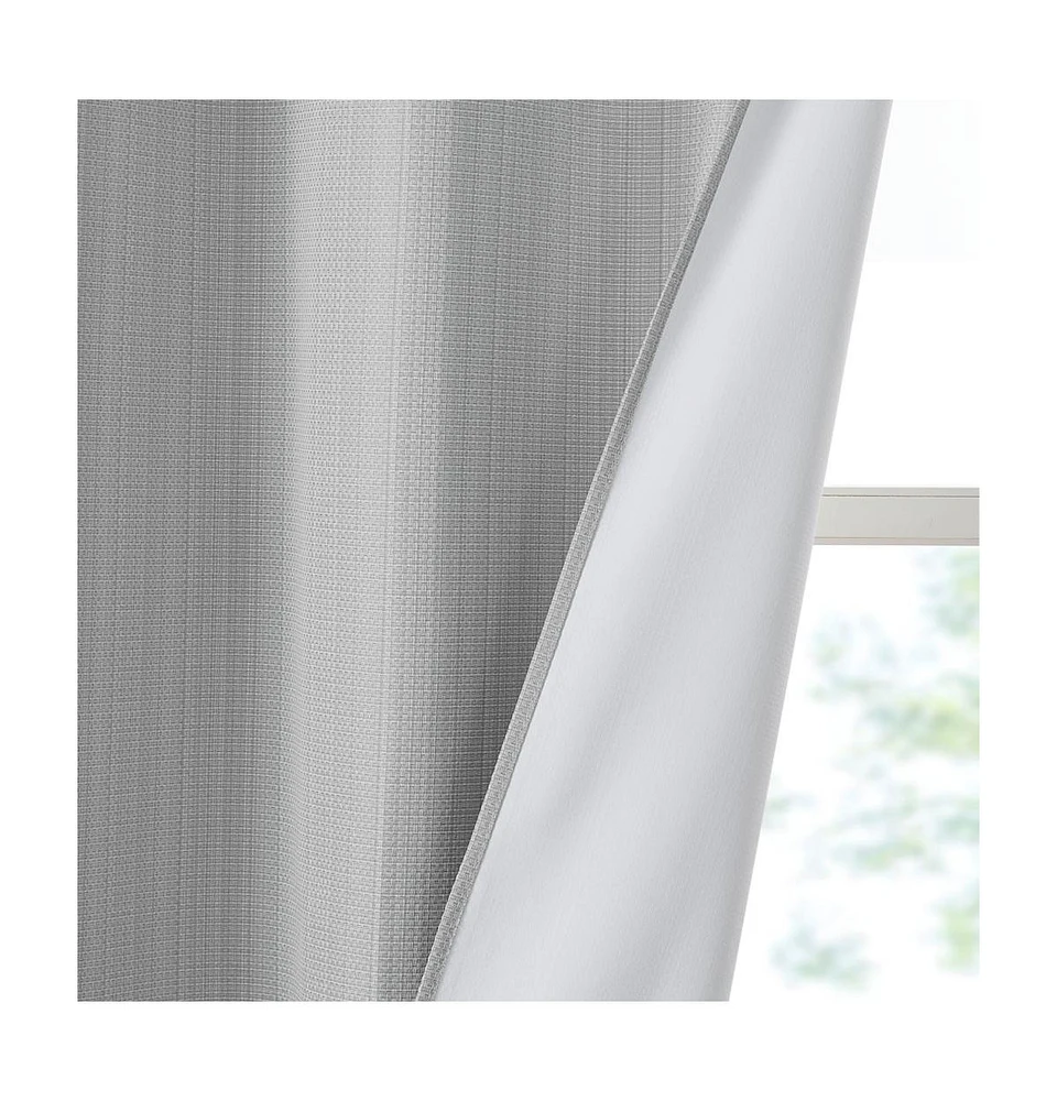 Madison Park Galen Basketweave Room Darkening Curtain panels Pair for bedroom, Silver grommet top fit up to 1.25 inches rod 2 set Living Ro