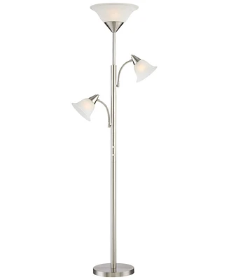 360 Lighting Jordan Modern Tree Torchiere Floor Lamp Standing 3-Light 71 1/2" Tall Brushed Nickel Silver Alabaster Glass Shades Decor for Living Room