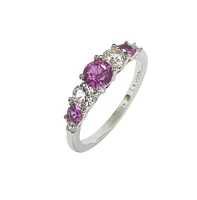 Suzy Levian Sterling Silver Sapphire & Created White 7 Stone Multi Level Band Ring