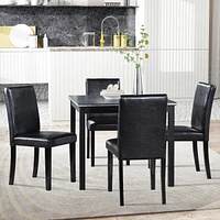 Contemporary Elegance Wooden Dining Table and Upholstered Chairs