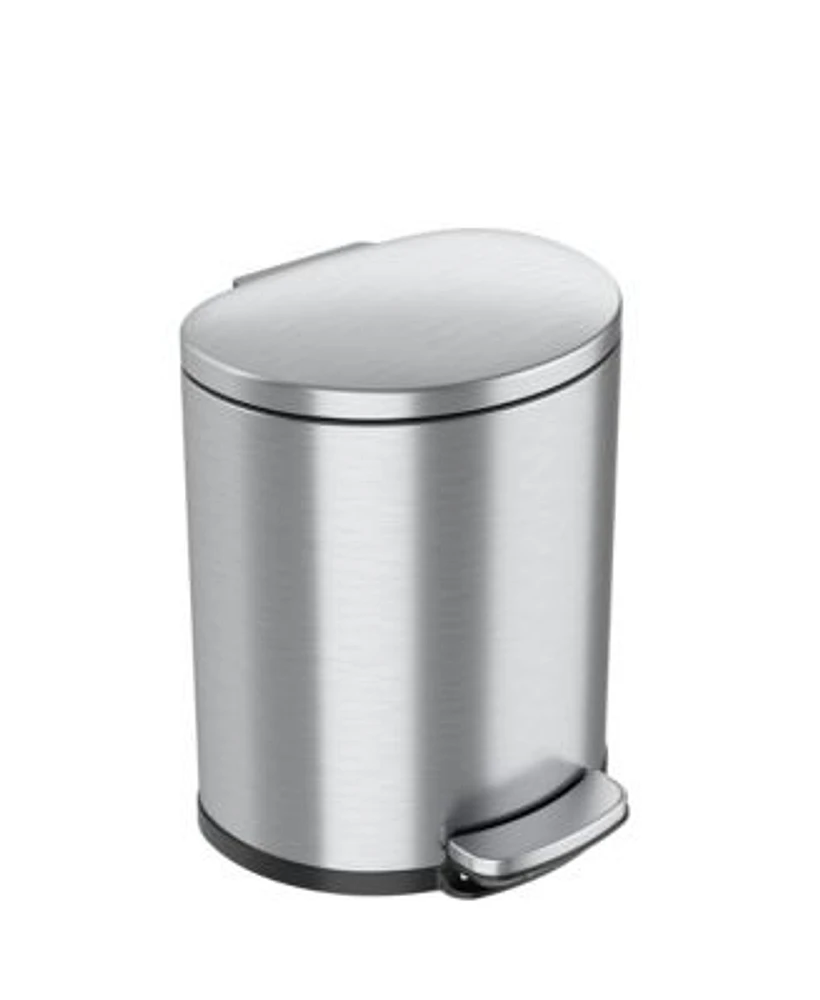 iTouchless SoftStep Stainless Steel Semi-Round Step Trash Can with AbsorbX Odor Filter Removable Inner Bucket