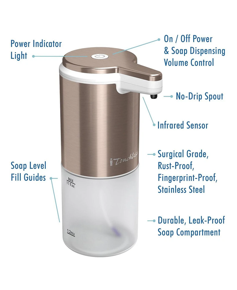 iTouchless Ultraclean Stainless Steel Sensor Foam Soap Dispenser 11 oz