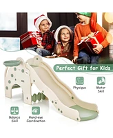 3-in-1 Toddler Slide with Buffer Zone Basketball Hoop & Ball Elephant Design