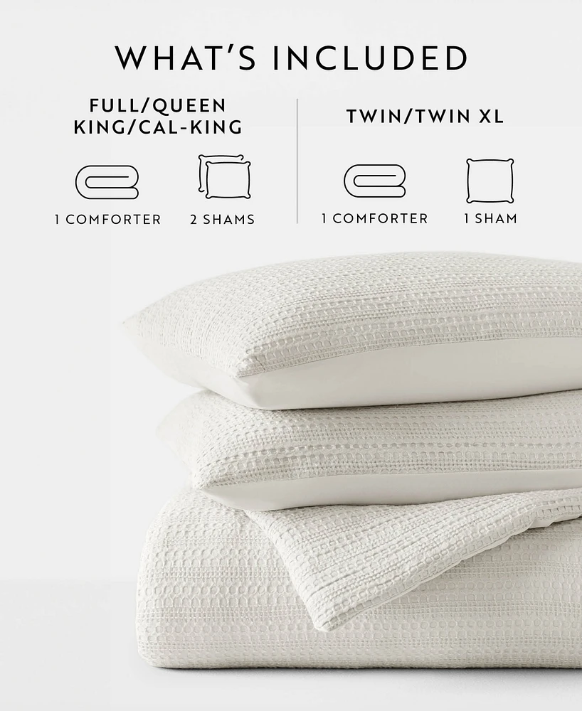 ienjoy Home Waffle Textured 3-Piece Comforter Set, Full/Queen