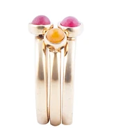 Barse Stackable Genuine Yellow and Red Agate Ring Set