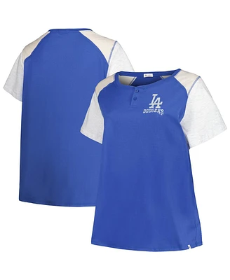 '47 Brand Women's Royal/Gray Los Angeles Dodgers Plus Size Henley T-Shirt